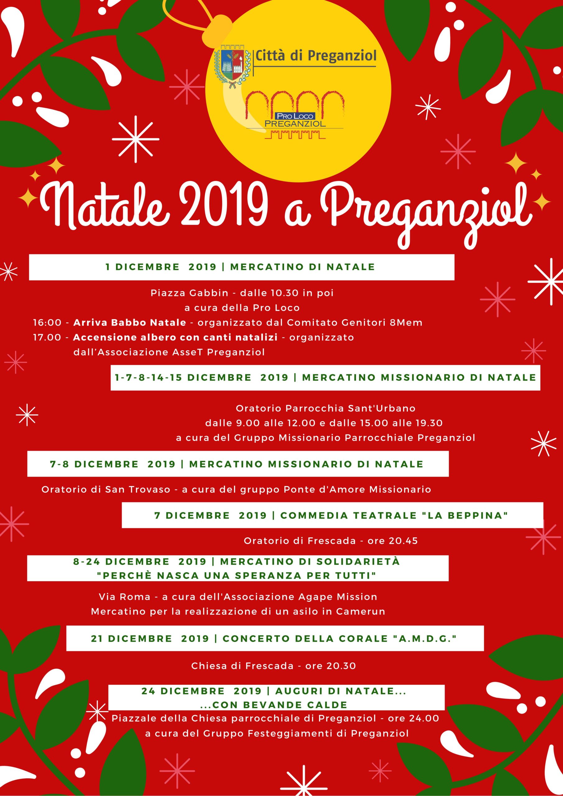 Festività Natalizie 2019 Calendario eventi