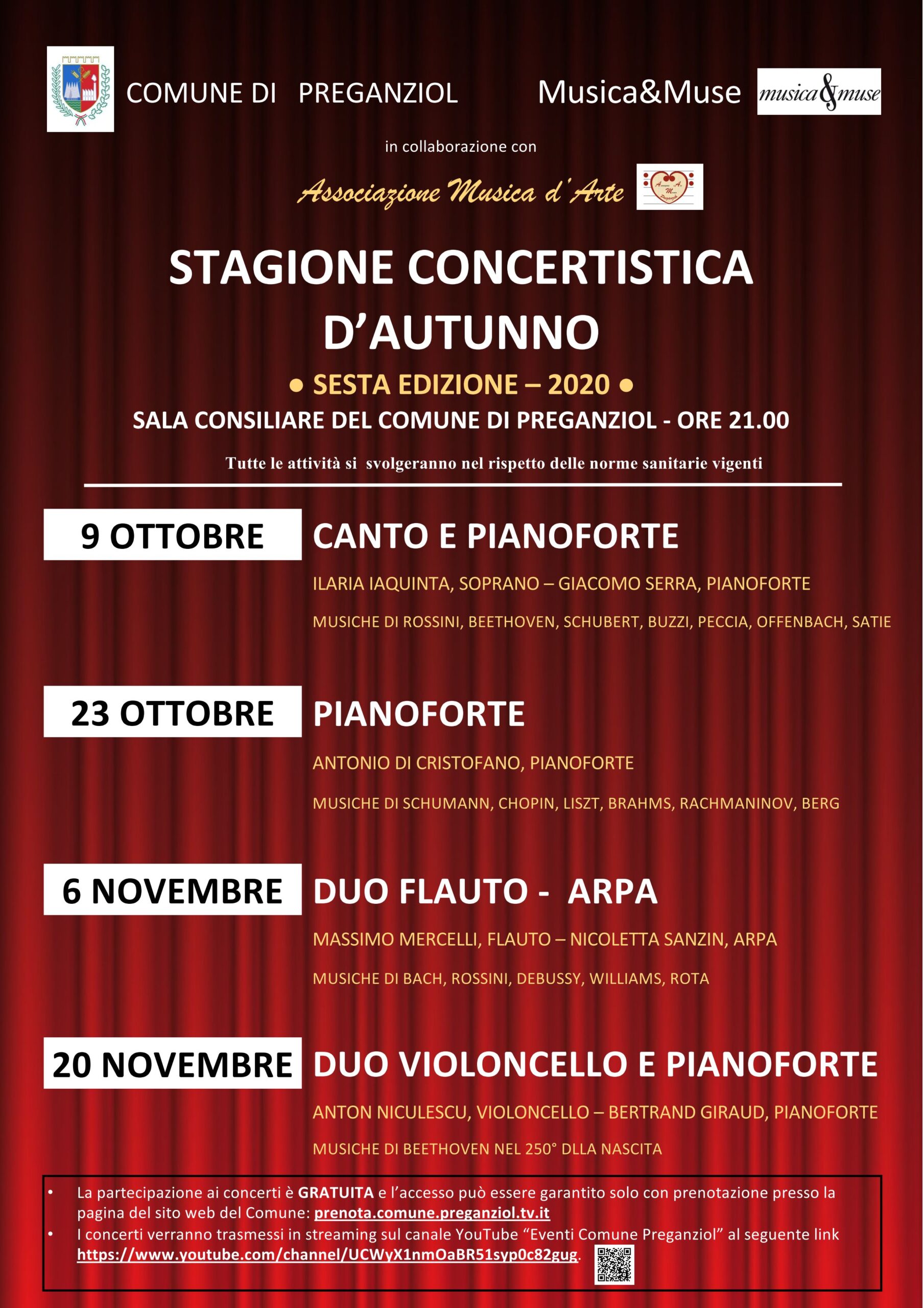 Stagione concertistica d’autunno – Venerdì 23 ottobre 2020: PIANOFORTE