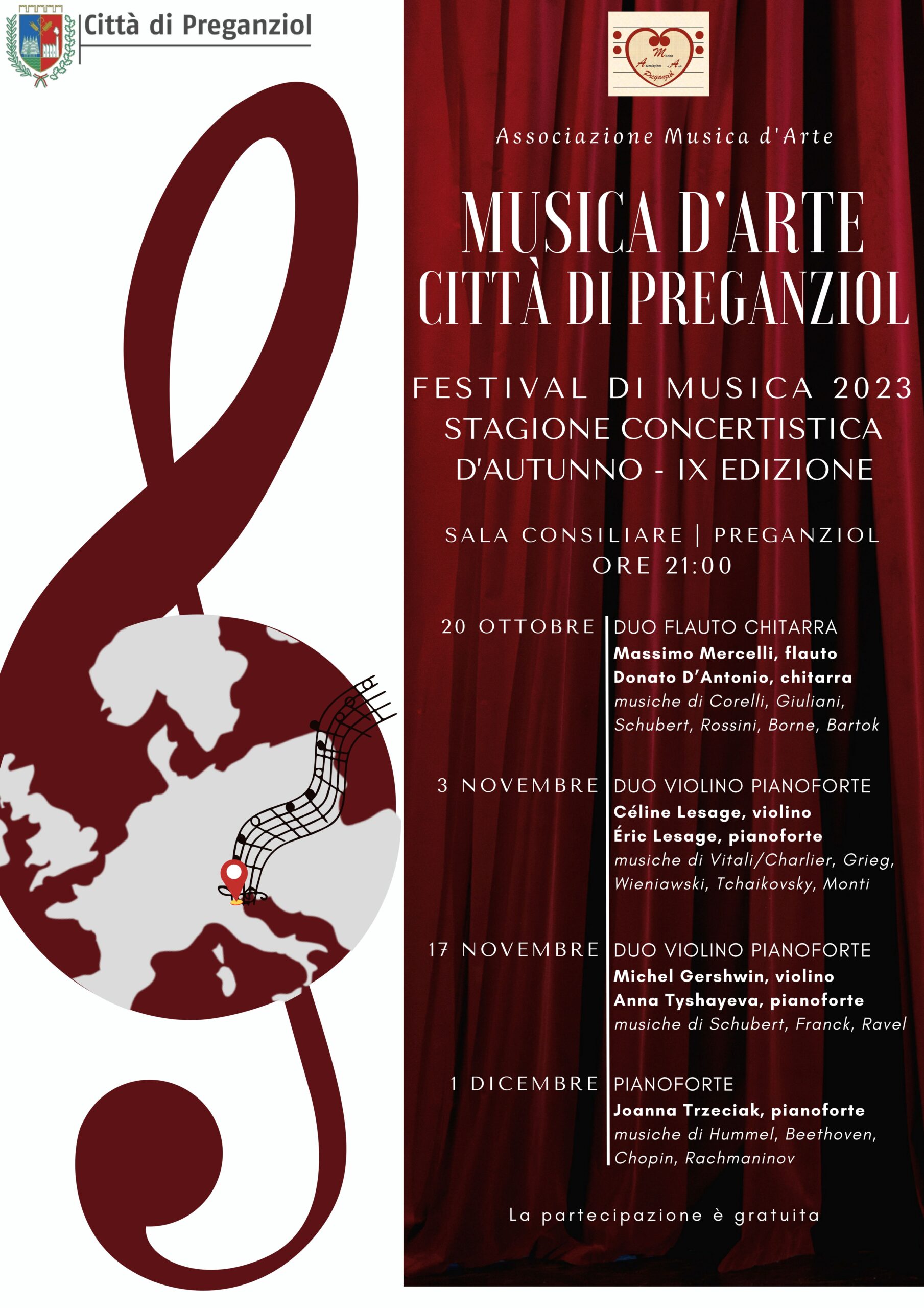 FESTIVAL di musica 2023 Stagione Concertistica d’Autunno Venerdí 1 dicembre 2023