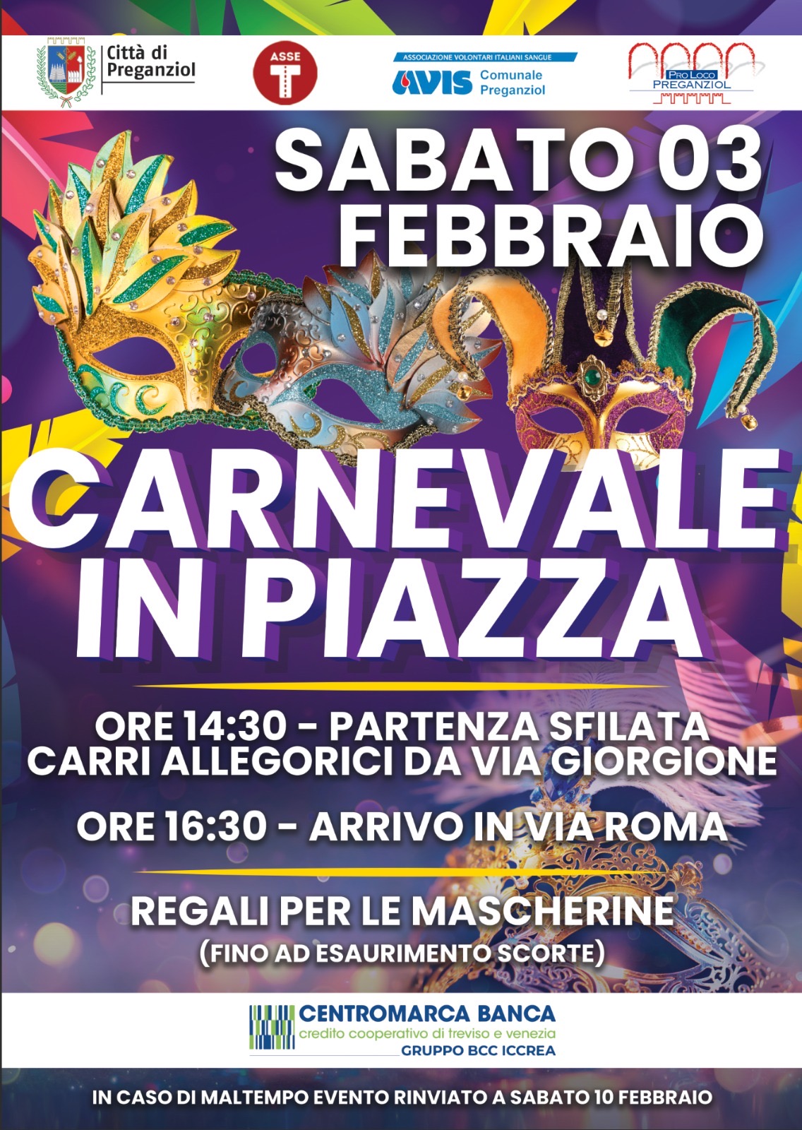 Carnevale in piazza 2024 – Sabato 3 febbraio 2024 (viabilità modificata)